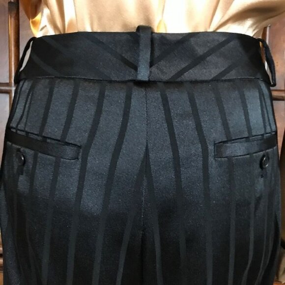 NWOT Anne Klein Onyx Textured Tuxedo Stripe Stretch Cotton Blend Trouser - Picture 6 of 9